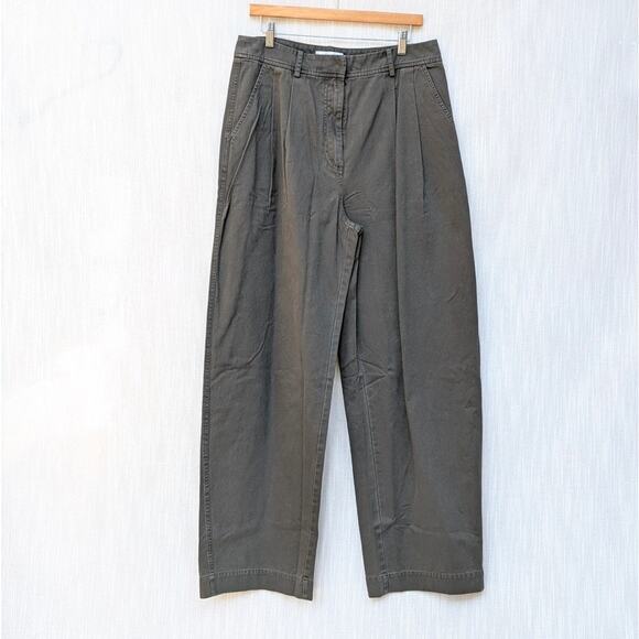 Apiece Apart Mirabelle Deep Olive High-rise Wide Leg Trouser Pants, size 12 - Picture 1 of 9